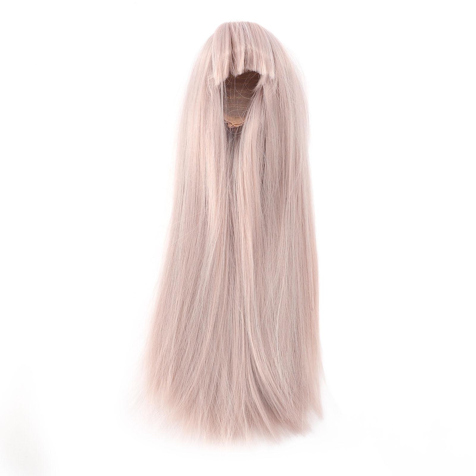 

Длинный прямой парик для куклы с реалистичной челкой 1/4, парик для куклы с прямой челкой, синтетические волосы для роста 18,‑21 см Light Gray Pink