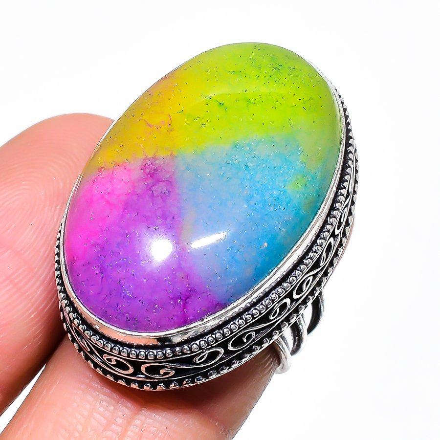 

Rainbow Solar Quartz Handmade 925 Sterling Silver Jewelry Ring Size 7 K4v31