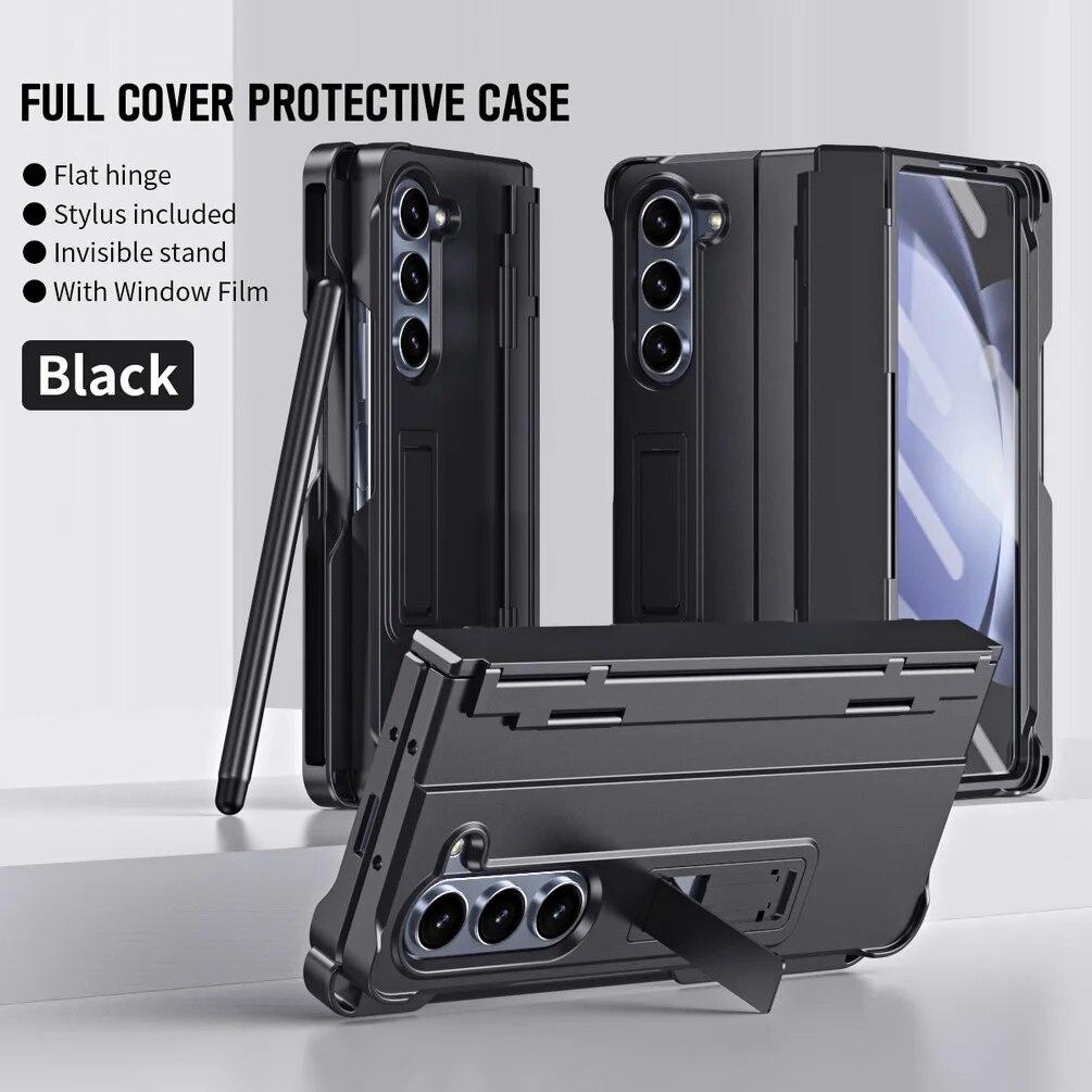 

Защитный чехол с ромбовидными петлями из закаленного стекла для Samsung Z Fold 5 Galaxy Z Fold 4 3, универсальный защитный чехол для камеры For Z Fold 4 чёрный