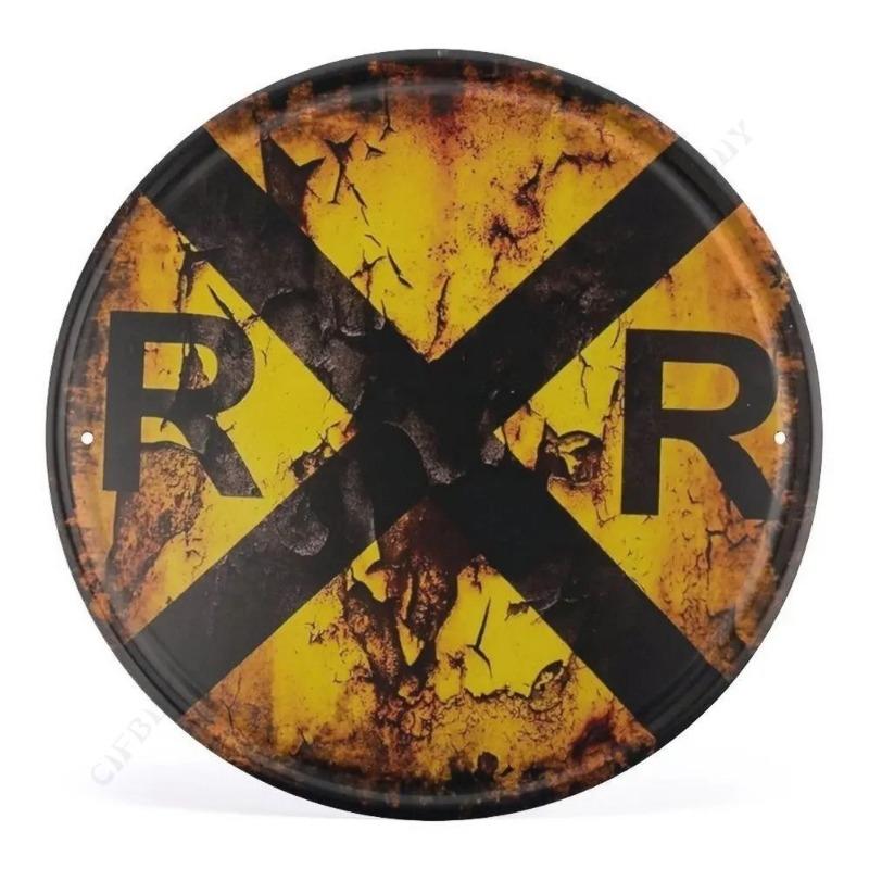 Vintage Round Train Tin Sign, Home Bar Cafe Garage Decor