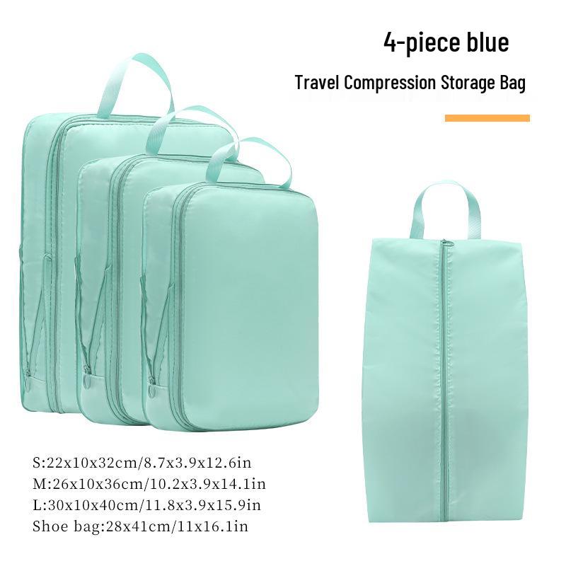 Four-Piece Travel Compression Bag Set for Clothes, Underwear, Toiletries, and Cosmetics