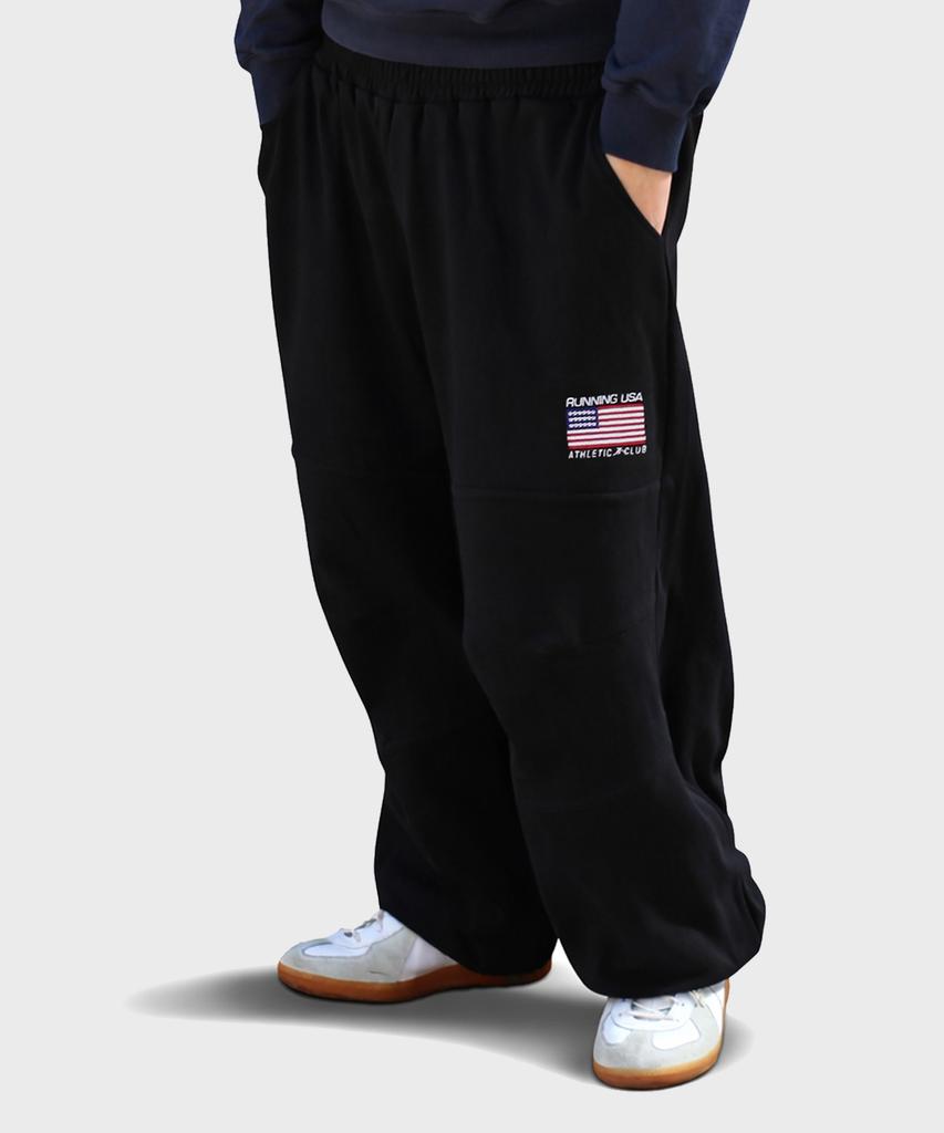 RESPECT Double Knee Running Usa Athletic Club Sweatpants (Black)