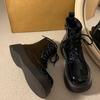 After communication, place an order for Martin boots, rubber round head PU middle heel () medium tube boots, muffin bottom.