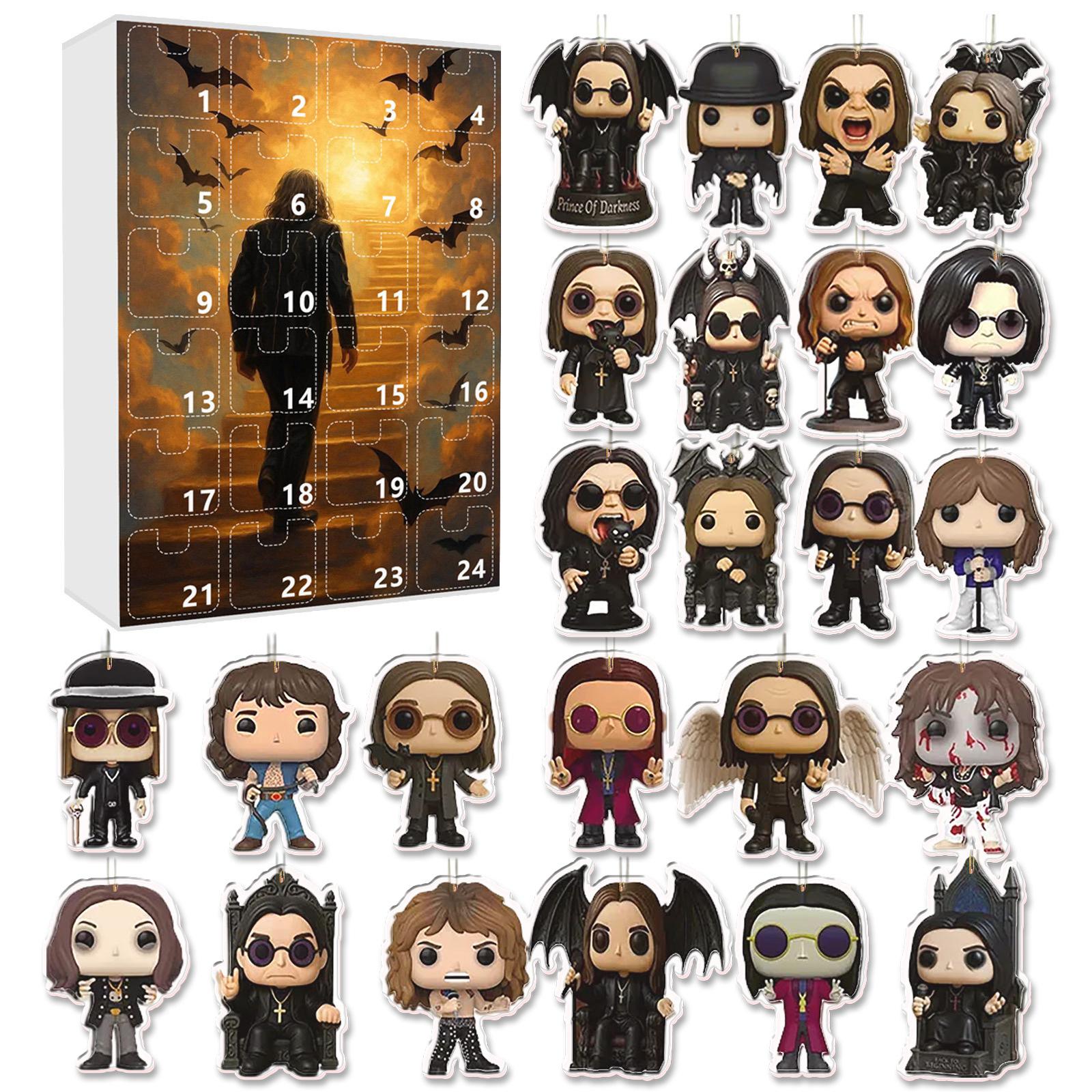 

Christmas Gift Acrylic 24pcs Advent Calendar Box Ozzy Osbourne Motorcycle Bell Keychain 24 Day Countdown Calendar Pendant Figure L