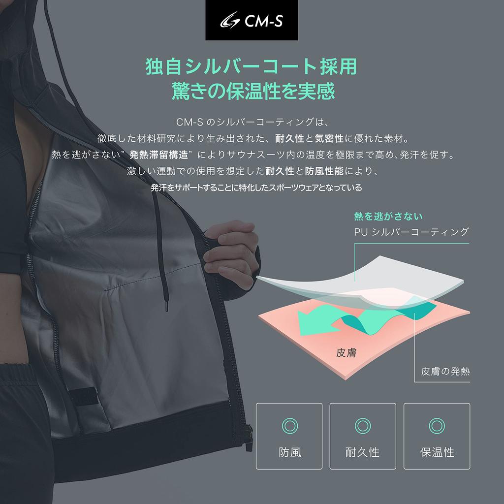 Charmake Body Sauna and Top and Bottom Includes Sports Machine Washable CM-S Suit, Men's Women's Set, Bra, Video, (M, Black)