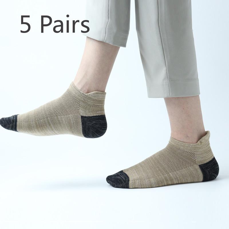 

5 пар мужских удобных дышащих спортивных нескользящих дезодорантов, которые не снимаются с невидимыми носками 5 Pairs абрикосовый