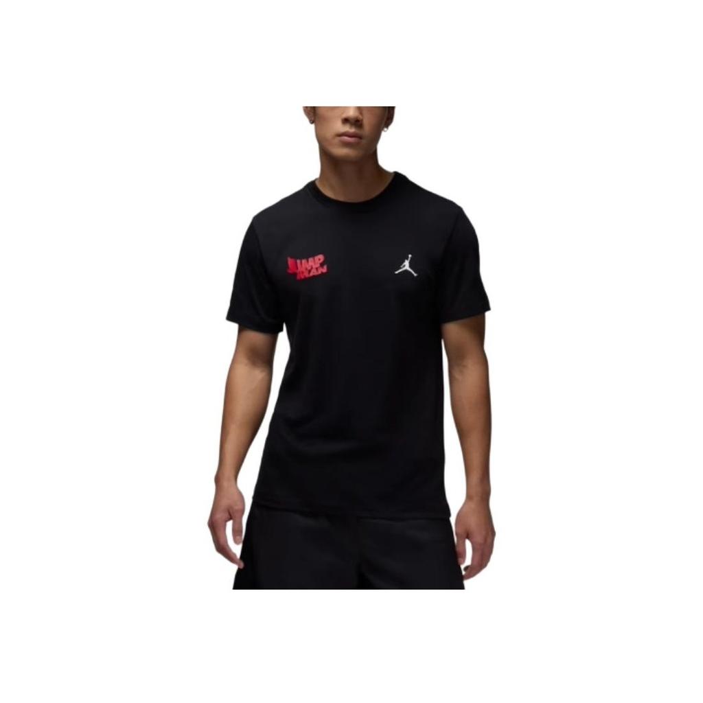 Jordan Summer Alphabet Print Short Sleeve Crew Neck Knit T-Shirt Men Tops Black FN6030-010