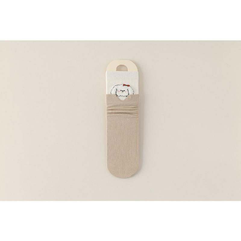 Autumn Three-dimensional Cute Cartoon Animal Plush Embroidery Double-seam Double-layer Mid-calf Socks, Personalized Pile Socks