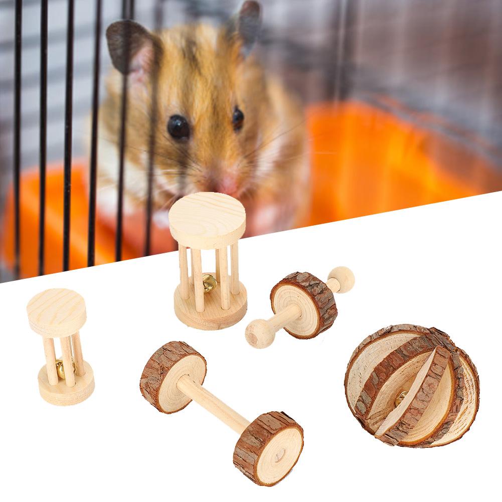 5Pcs Set Small Pet Hamster Wooden Safety Playing Toy Molar Teeth for Rabbit Guinea Pig
