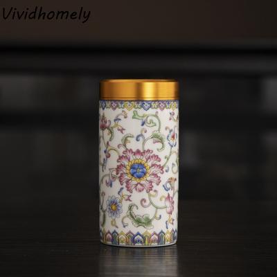 Storage Can Ceramic Empty Tea Tin Can Mini Flower Tea Packaging Box Portable Exquisite Green Tea Canister Loose Leaf Tea Storage