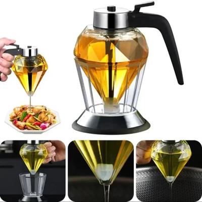 Diamond Glass Olive Oil Can Dispenser with Holder Kitchen Olive Oil Dispenser Bottle Oil Honey Dispenser Bottle Kitchen Tools