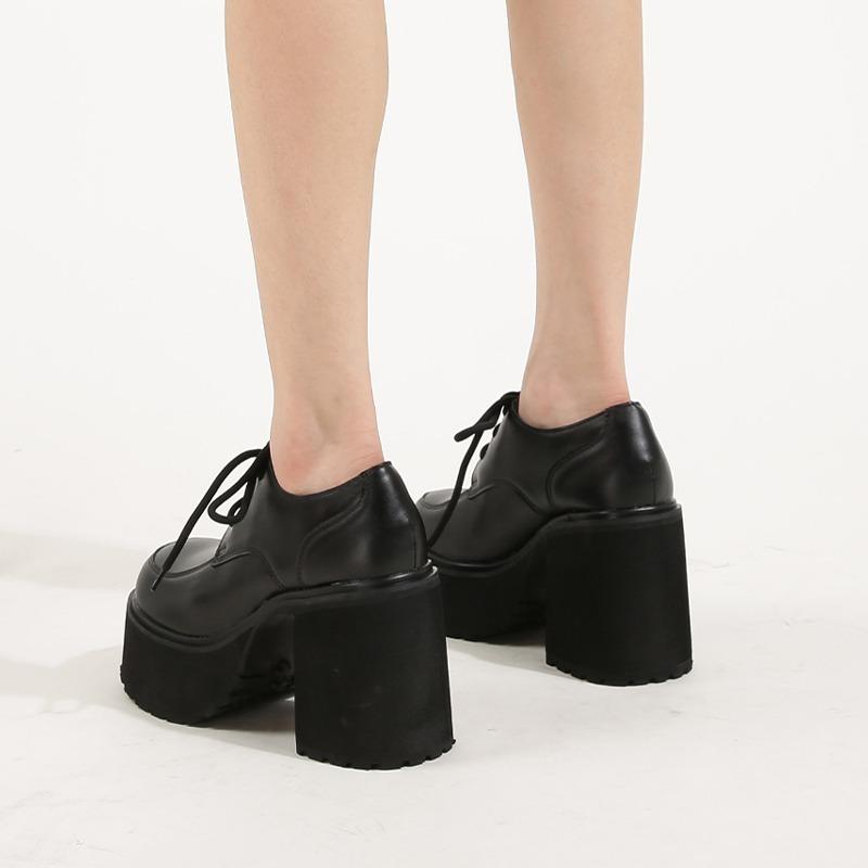 Fashion 11cm Ultra-high Heels Waterproof Platform New Women's Plus Size 35-40 Lace-up Thick Sole Round Toe Single Shoes Zapatos Mujer