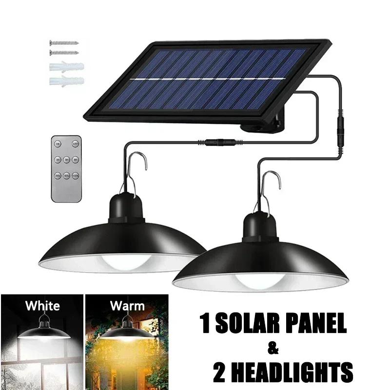 New Solar Power Pendant Light Remote Outdoor Lamp Waterproof Garden Chandelier Indoor Garden Yard Shed Barn LED with Remote