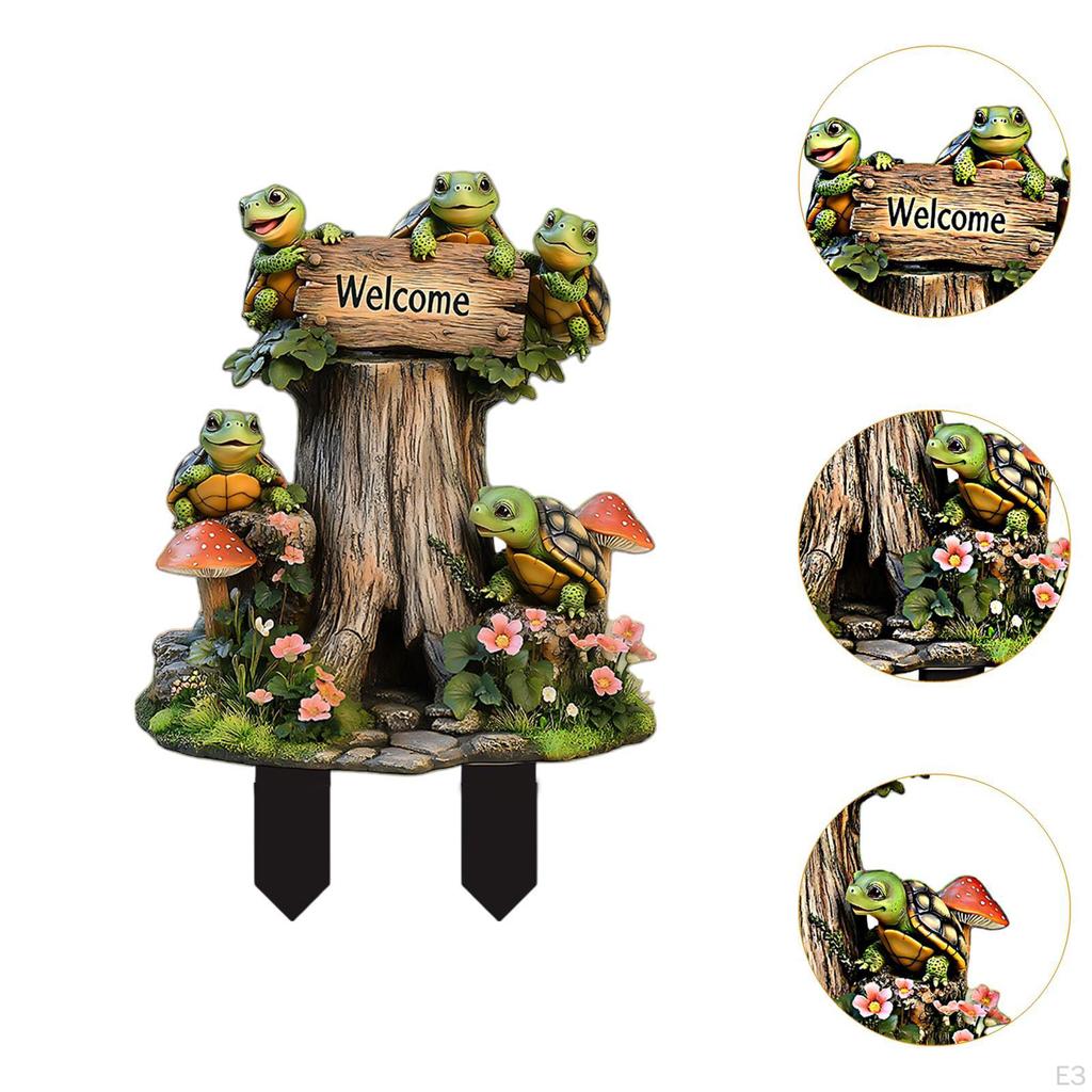 Skilpadde Hagepinne Dekorativ Plakett 2D Kunst Vanntett Søt Plendekorasjon Hagepynt for