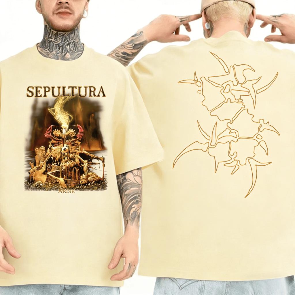 2026 Summer Sepultura T-shirt 1991 Flogging Metal Death Metal Slot Metal T-shirt Top Unisex Round-neck Short-sleeved T-shirt Tops Tees