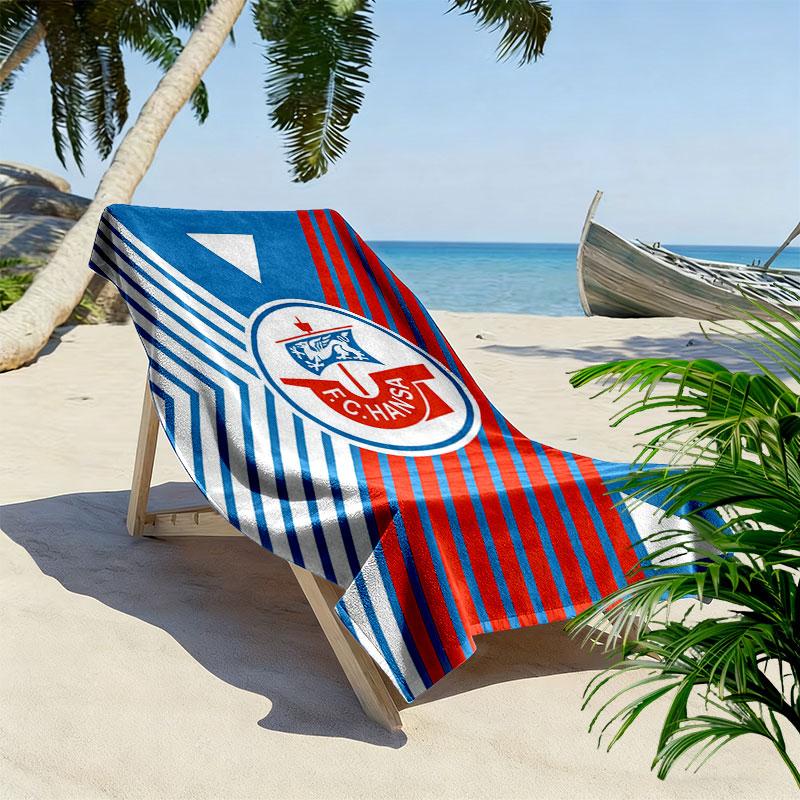 Asciugamano da Spiaggia Stampato FC Hansa Rostock, Asciugamano Grande Morbido Asciugatura Rapida per Spiaggia Campeggio Nuoto