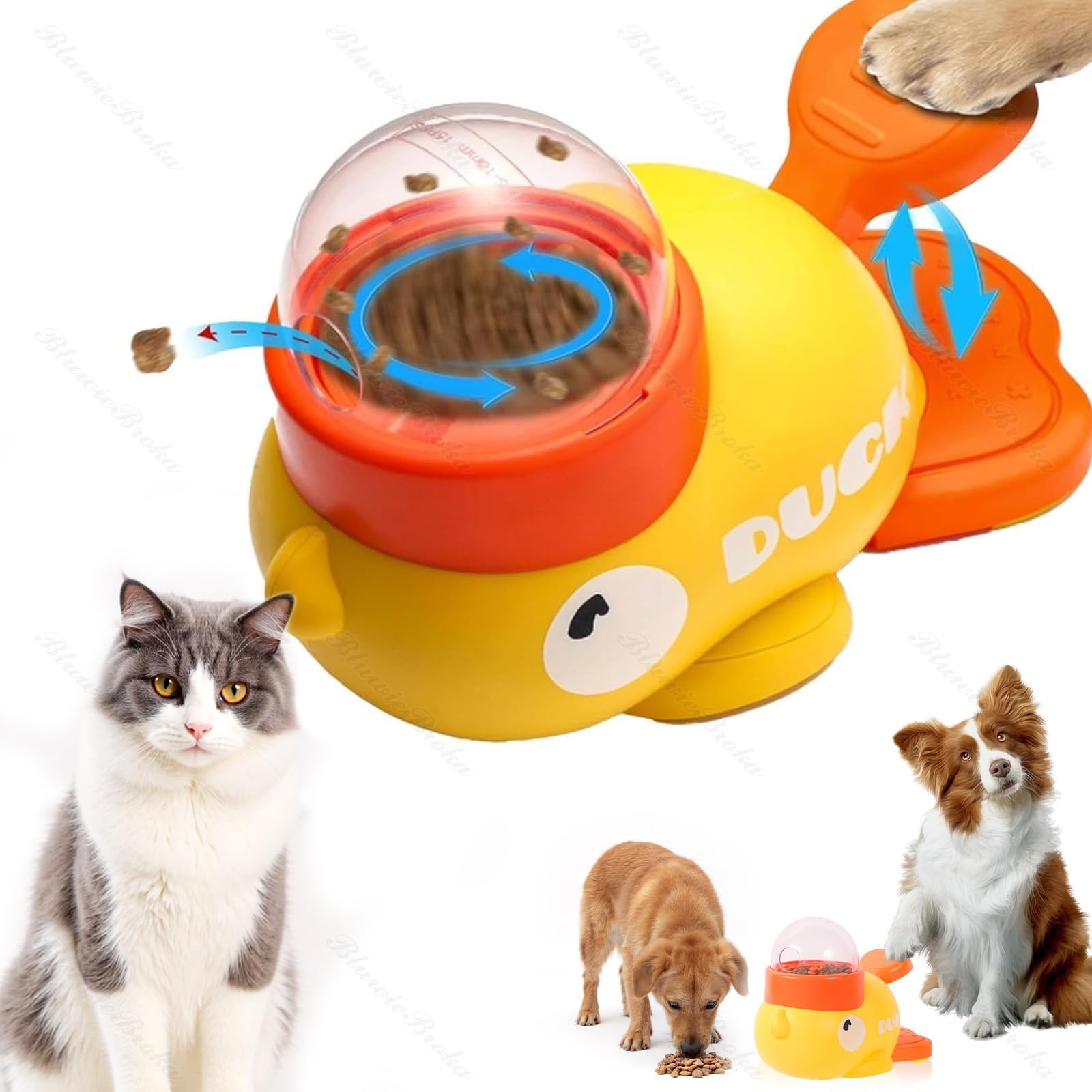 

BluewieBroka 2-in-1 Automatic Dog and Cat Feeder with 3 Adjustable Lids, Educational Toy for Pets, ABS Construction, Interactive Design, Reduces