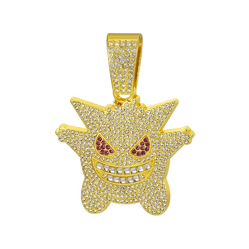 Hot-selling Anime Gengui Elf Diamond-encrusted European and American Style Hip-hop Cuban Chain Trendy Men's Necklace Jewelry