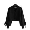 Autumn and winter new knitted cardigan sweater women's thick needle knitted pit strip loose short small top jacket women
