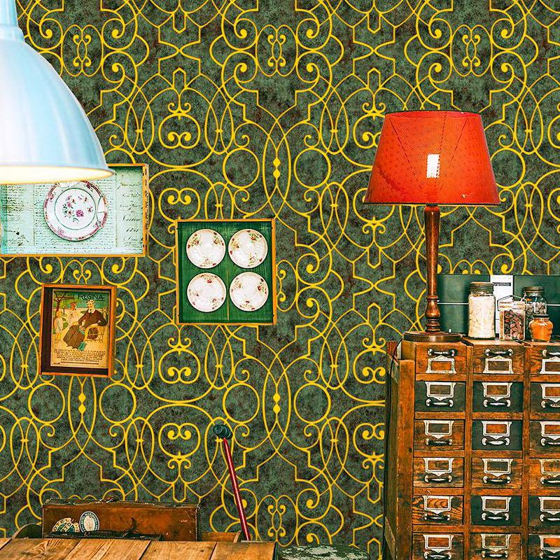 European Classical 3D Floral Wallpaper Restaurant Ktv Hotel Decoration Wallpaper Retro Simple Geometric Pvc Wallcovering