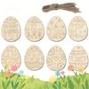 40pcs Easter Wooden Assorted Egg Shape Blank Wooden Ornaments Egg Shaped Blank Wood Pieces Easter Spring Home Hanging Decorative