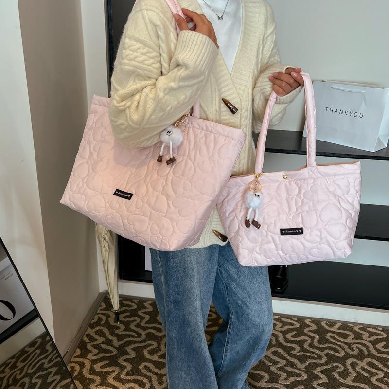 

Love большая вместительная сумка-тоут 2024 новая женская сумка-пуховик большой вместимости OL сумка для поездок на работу сумка через плечо сумка для компьютера small 27 * 12 * 23 розовый