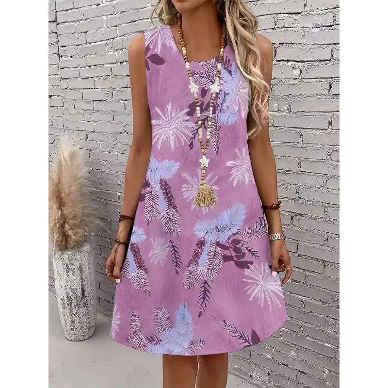 Printed sleeveless sundress without pockets S