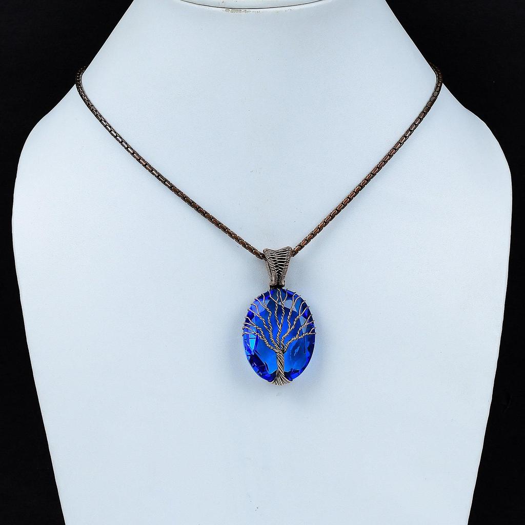 Árbol de la vida, tanzanita, piedra preciosa, alambre de cobre, colgante, regalo de joyería para ella