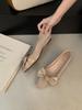 French evening wind bow suede square head light mouth laden shoes one pedal commuting not tired feet small single shoes women