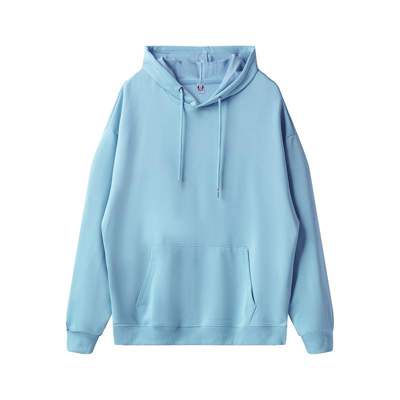 Solid Color Cotton Blends Sweatshirt Zipper Loop Knit Hooded Cardigan Jacket Loose Hoodie Team Uniform Work Advertising Hoodies Coat