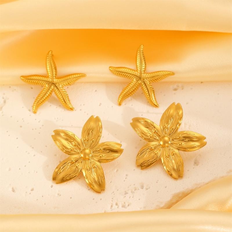 Stainless Steel Petal Flower Earrings Distinctive Gold Flower Earrings Adornment Portable Ear Studs Charm for Parties