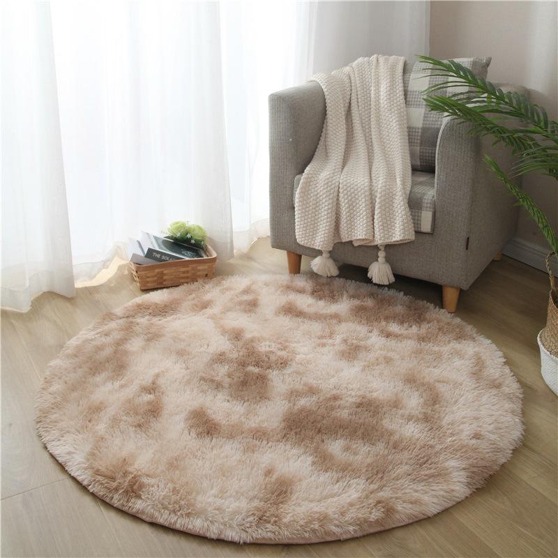 Round Carpet Modern Living Room Decorative Tie-dye Gradient Color Non-slip Mat Bedroom Bed Fluffy Soft Mat
