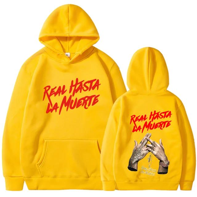 Herbst Fleece Herren Hoodies Anuel AA Real Hasta La Muerte Print Sweatshirts Streetwear Rapper Lose Pullover Lässige Kapuzenoberteile