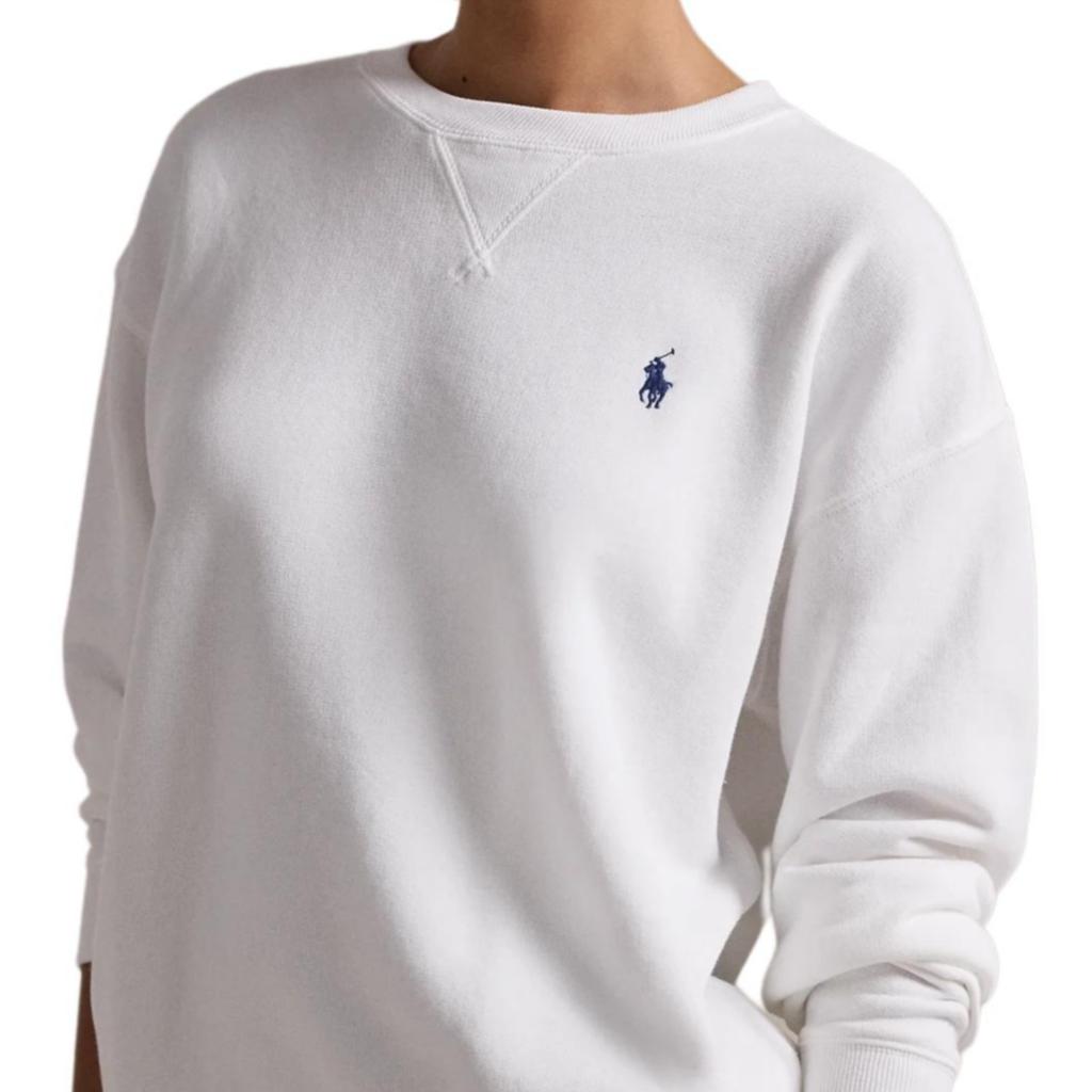 Polo Ralph Lauren Ss24 Logo Embroidered Loose Fit Crew Neck Long Sleeve Sweatshirt Women sweatshirt White WMPOKNINFB20700-100