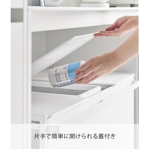 Yamazaki Tower 1822, 45L, 3-compartment, Lidded, Privacy-protected Trash Cart with Handle and Casters, White, W76 X D44 X H60cm (including Casters), T