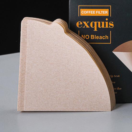 100 ks Jednorázový kužel kávového filtru Nebělené přírodní filtry Papír Káva s hladkou chutí Příslušenství pro překapávač French Press