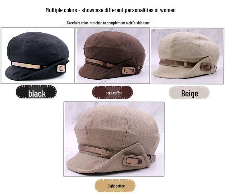 Face-Slimming Women's Beret: Loose Fit, Short Brim Newsboy Painter Hat for Spring & Autumn