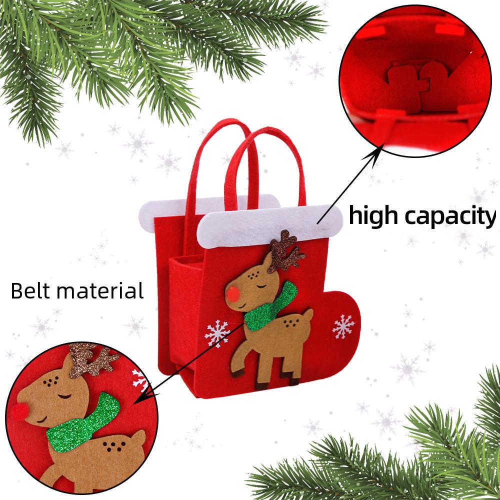 Cute Felt Christmas Tote Bag In Gingerbread Man Christmas Tree Santa Styles For Holiday Gifts