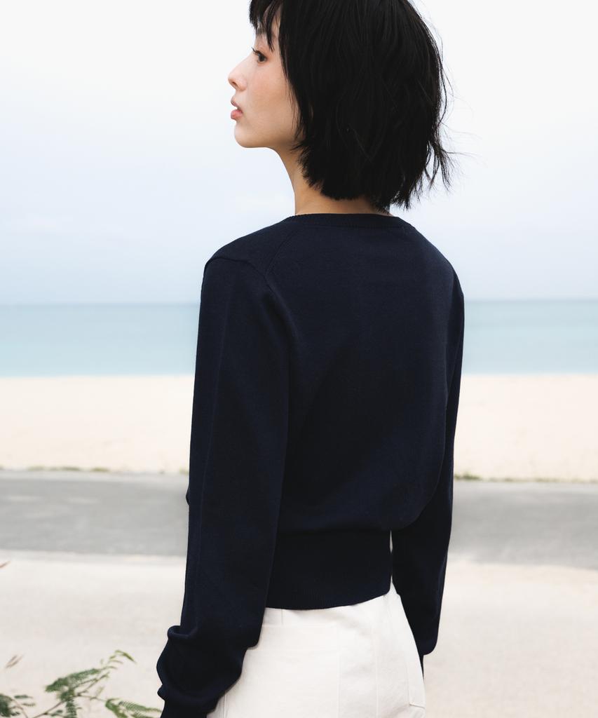 DEHEVE Summer Henley Neck Knit [Navy]