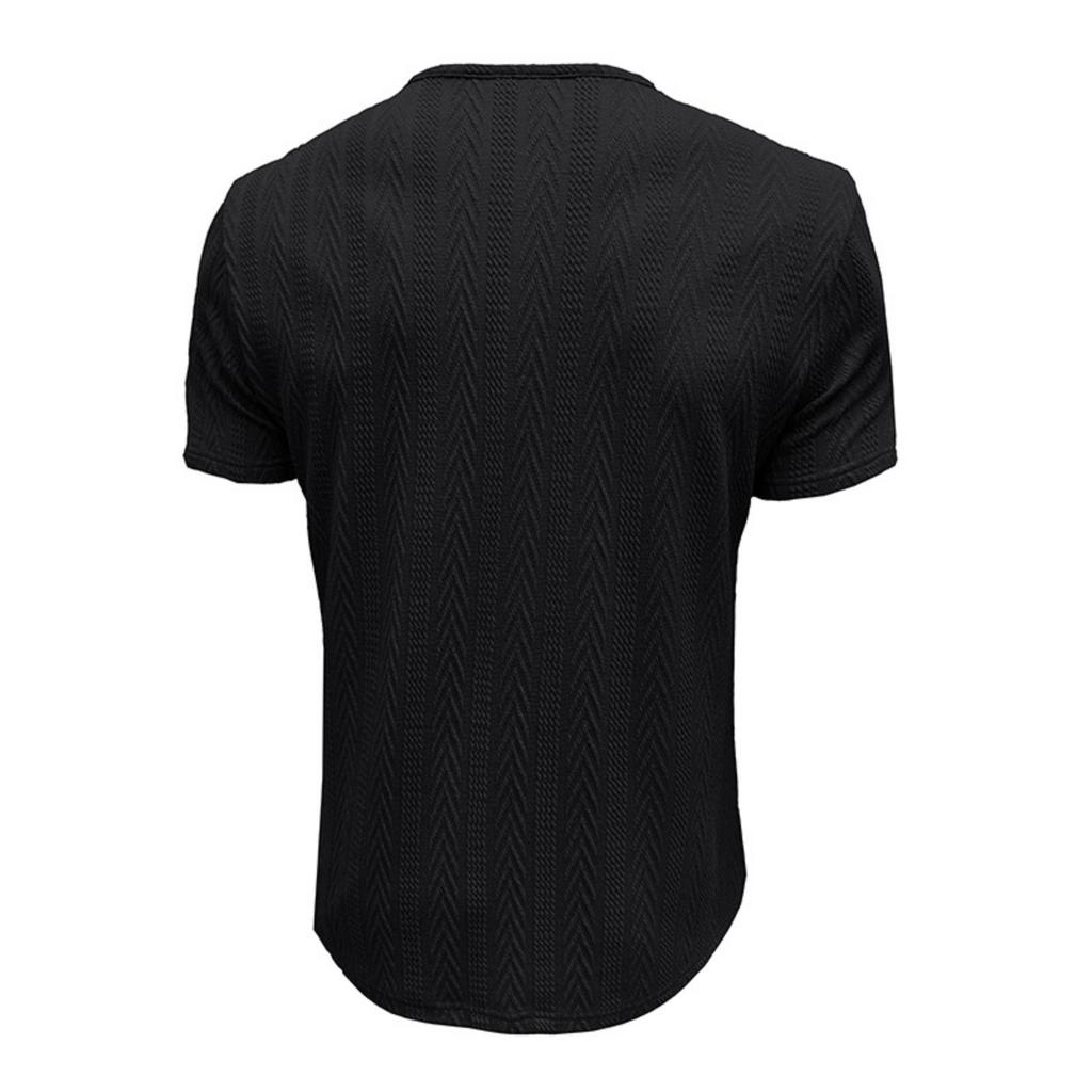 Herren Casual Sport -farbiges strukturiertes T-Shirt und Hemd, Herren Rundhals-Kurzarm-Oberteil