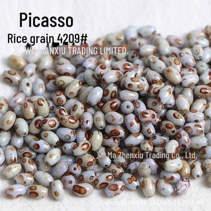 Picasso 4x6mm Ovale Reisperlen für DIY Armbänder & Halsketten