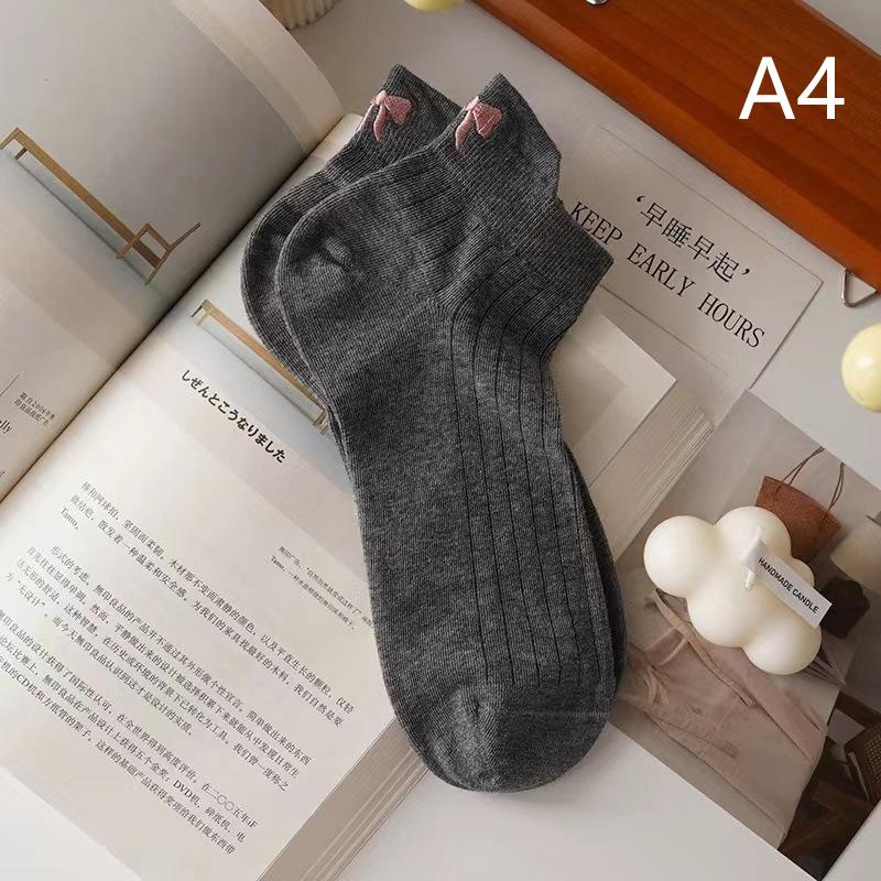Design Heel Bow Women Short Socks Lolita Kawaii Summer Thin Breathable Hollow Out Low Tube Sock Ins Trend White Cotton Socks