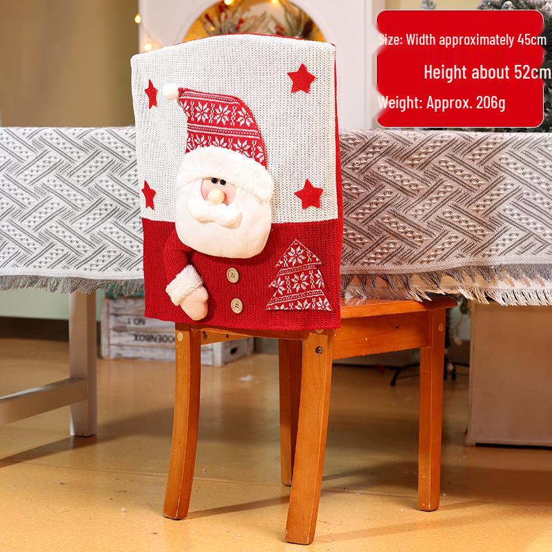 Christmas Santa and Snowman Chair Back Covers - Festive Restaurant Decorations