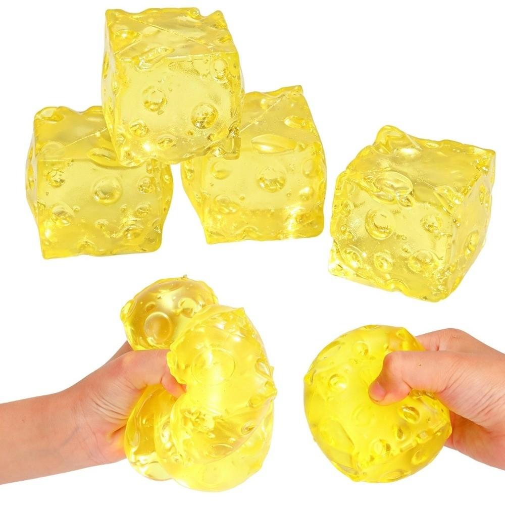 Slow Rebound Cheese Pinch Toy Transparent Non Rebound Fidget Toy Cheese Squeezed Cube Calming Toy