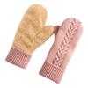 Comfort Fit Double Layer Thickened Knitted Gloves Interior Solid Color Warm Cover Gloves Soft All Fingers Gloves Cold Weather