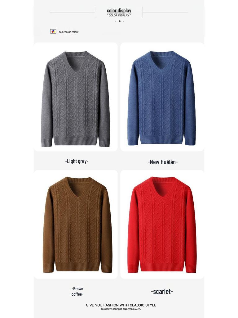 Men's Winter Thick V-Neck Knitwear: Warm, Comfortable, Stylish