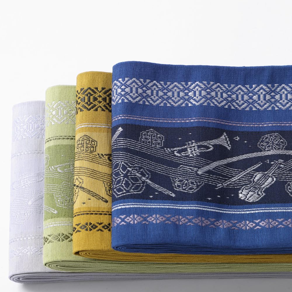 Seiden-Kleintasche Kenjo Marineblau [TAYU-TAFU] Hakata-ori Halbe Breite Obi, Obi, Chikuzen, Kimono/Yukata, Ganzjährig (Sextett-Melodie, Blau)