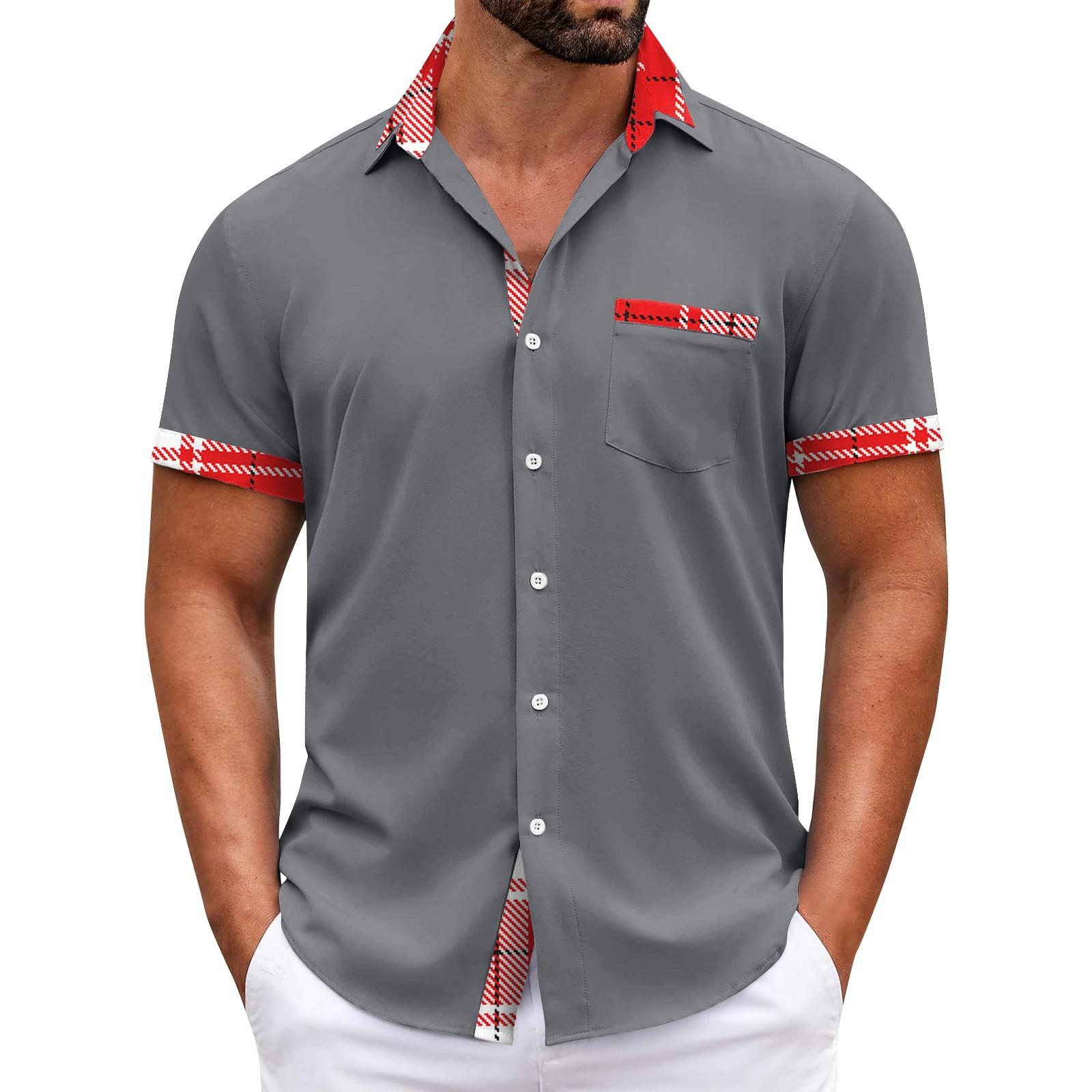 

Мужские клетчатые рубашки с короткими рукавами и пуговицами, мужские повседневные модные рубашки с короткими рукавами XXXL