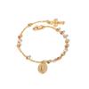 Luxury Retro Virgin Mary Tri-color Bead Cross Bracelet for Women,  Adjustable Chain Jesus Pendant Bracelet, Religious Jewelry