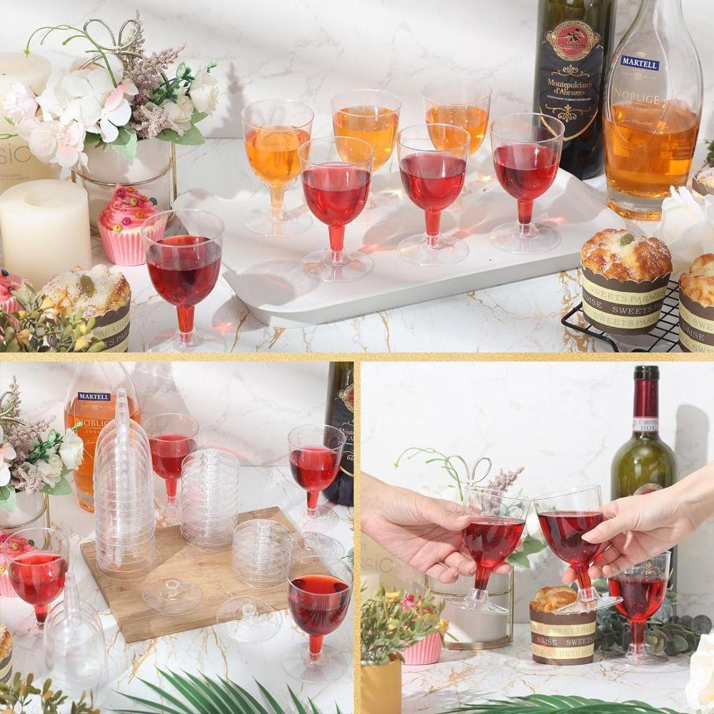10pcs Clear Champagne Glass Disposable Red Wine Glass Plastic Champagne Flute Goblet  Wedding